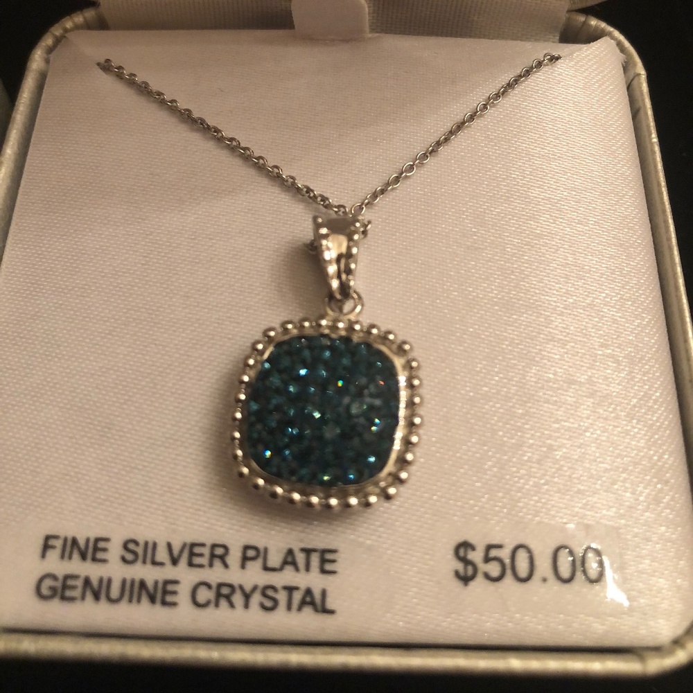 Fine Silver Plated Genuine Royal Blue Crystal SET